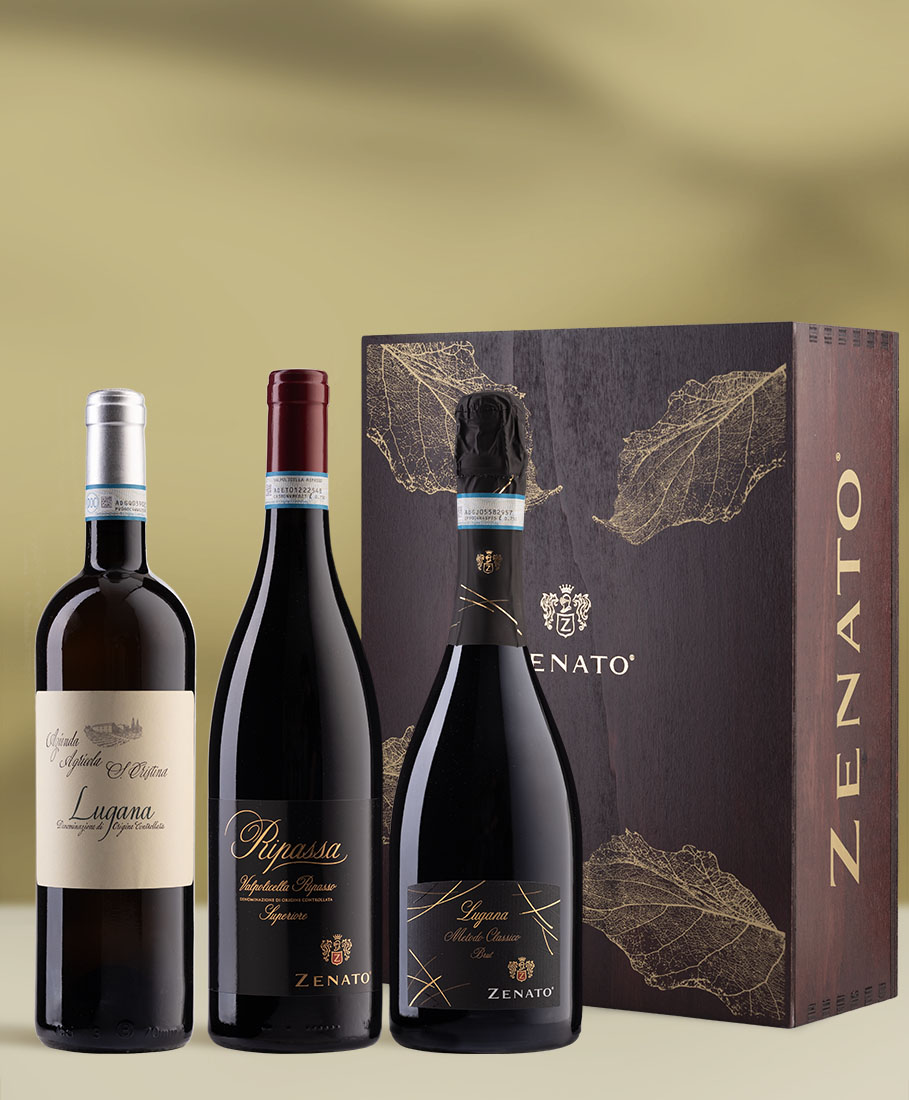 Zenato Foglia d'Oro wooden case lugana ripassa lugana brut